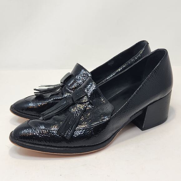 Rebecca Minkoff Womens Edie Black Patent Leather Loafers Size 7.5 M Block Heels - Picture 5 of 9